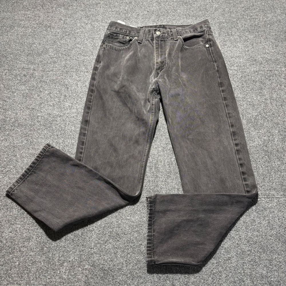Levis 505 Regular Fit Jeans Mens 33x32 Faded Black Straight Leg Denim Pants